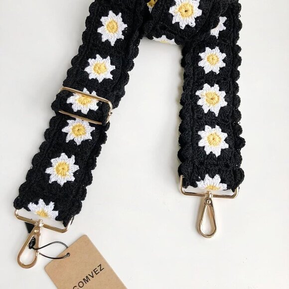 Crochet Floral Purse Straps Replacement Adjustable Wide Shoulder Strap Women